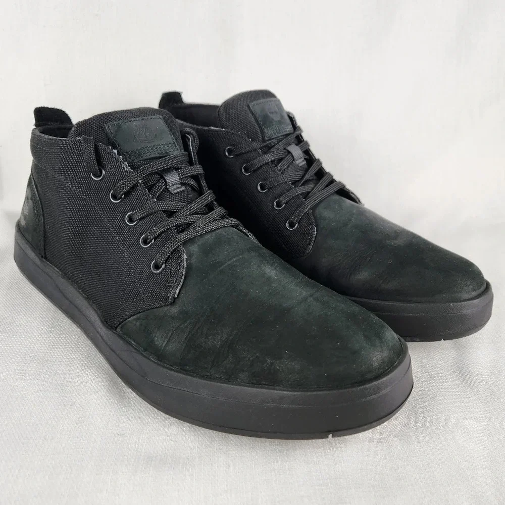 Timberland Suede Canvas Black Ankle Boots